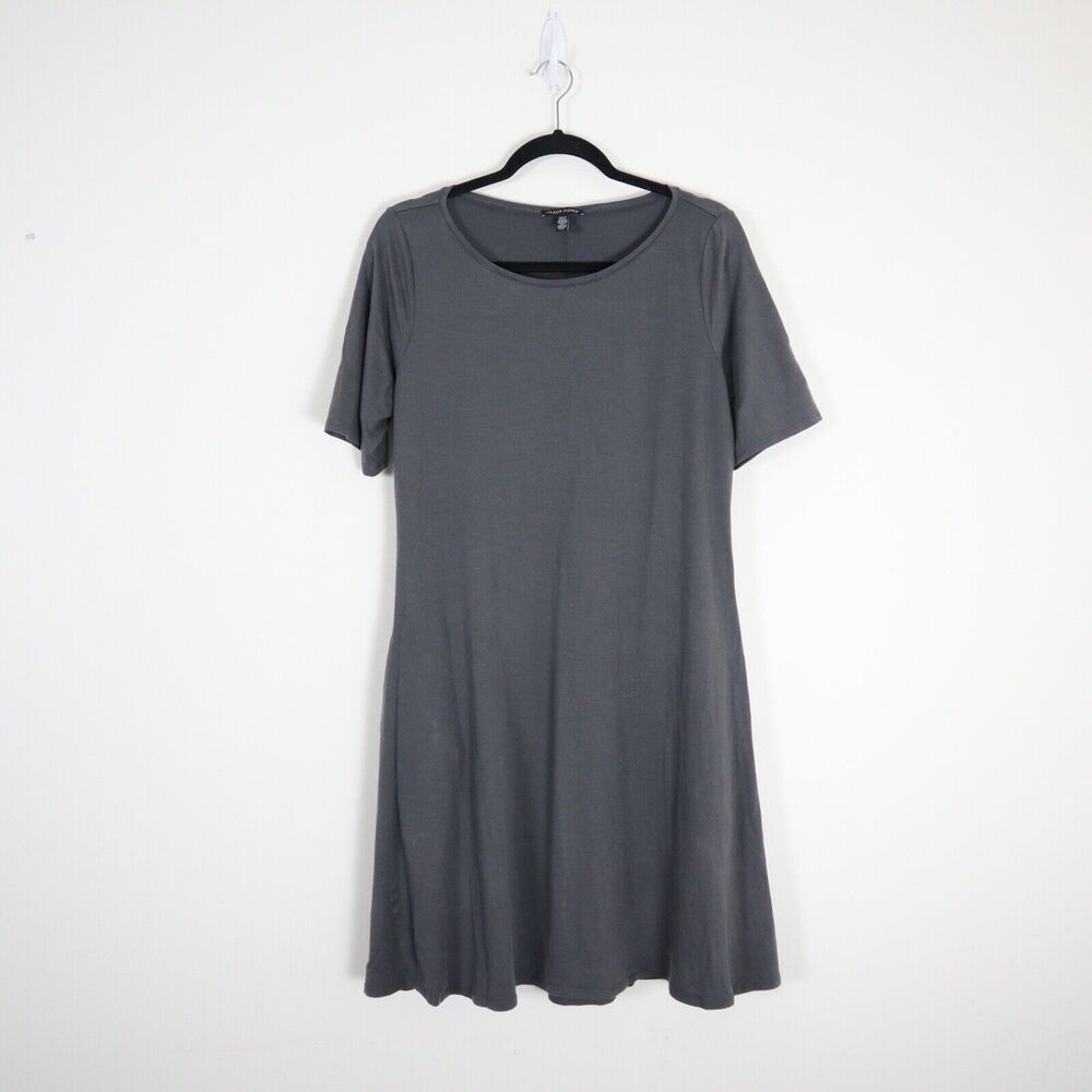 Eileen Fisher Size M T-Shirt Tunic Dress Lyocell Jersey Short Sleeve Pockets